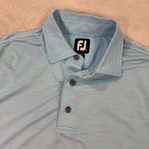 Footjoy Polo Shirt Mens Medium Blue‎ Space Day Short Sleeve Preppy Performance